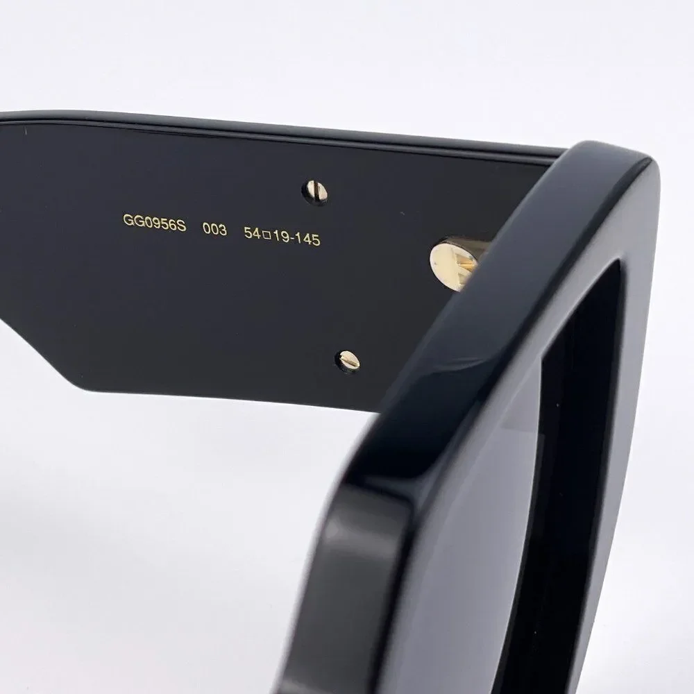 BRAND NEW Gucci GG0956S 003 Oversized Black Grey LOGO Women Sunglasses